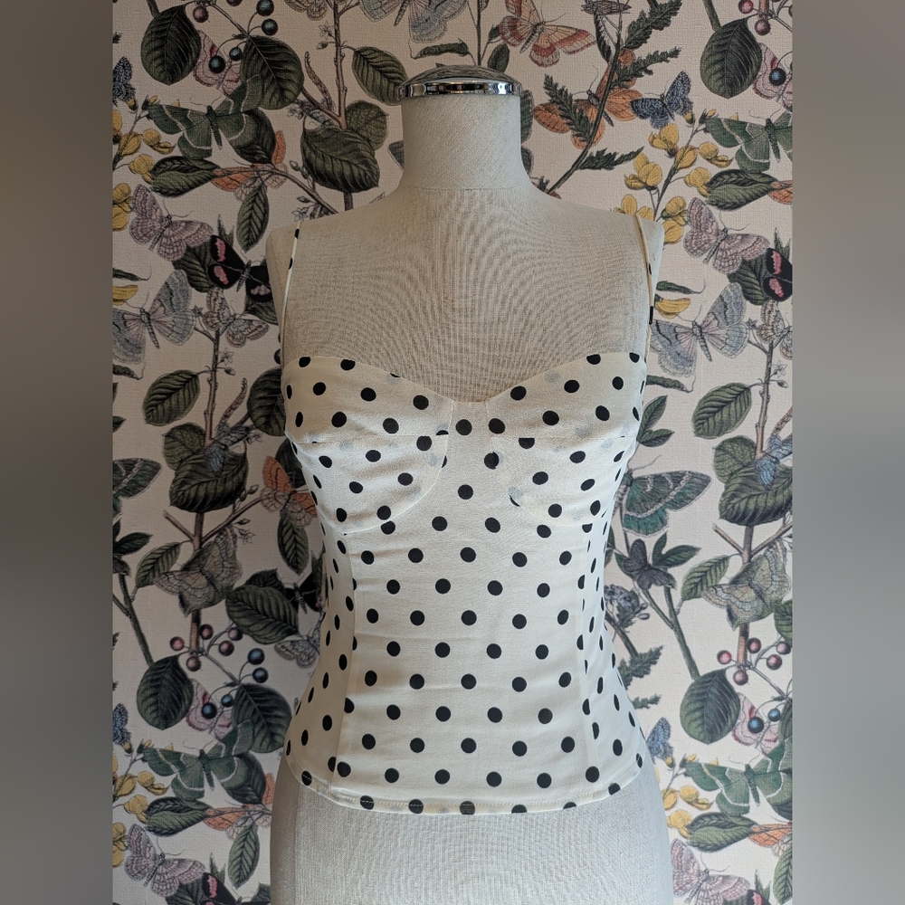 Reformation- Cream and Black Polka Dot Tank- Size 4
